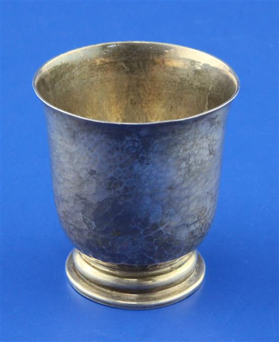 A late 19th century French 950 standard planished silver beaker, 91 grams.